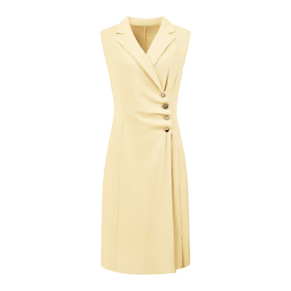 Women's Pencil Dress Notch Lapel Neck Elegant Sheath Dress Butter Yellow